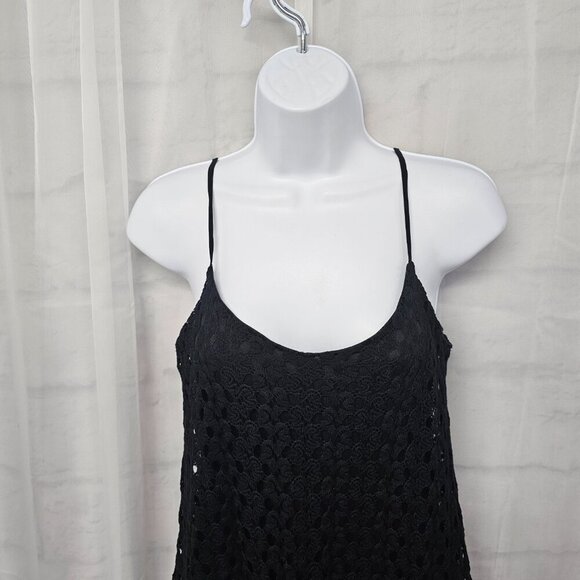 MmMmMm Black Crochet Lace Tunic Tank Boho Goth Fairy S - Picture 2 of 10